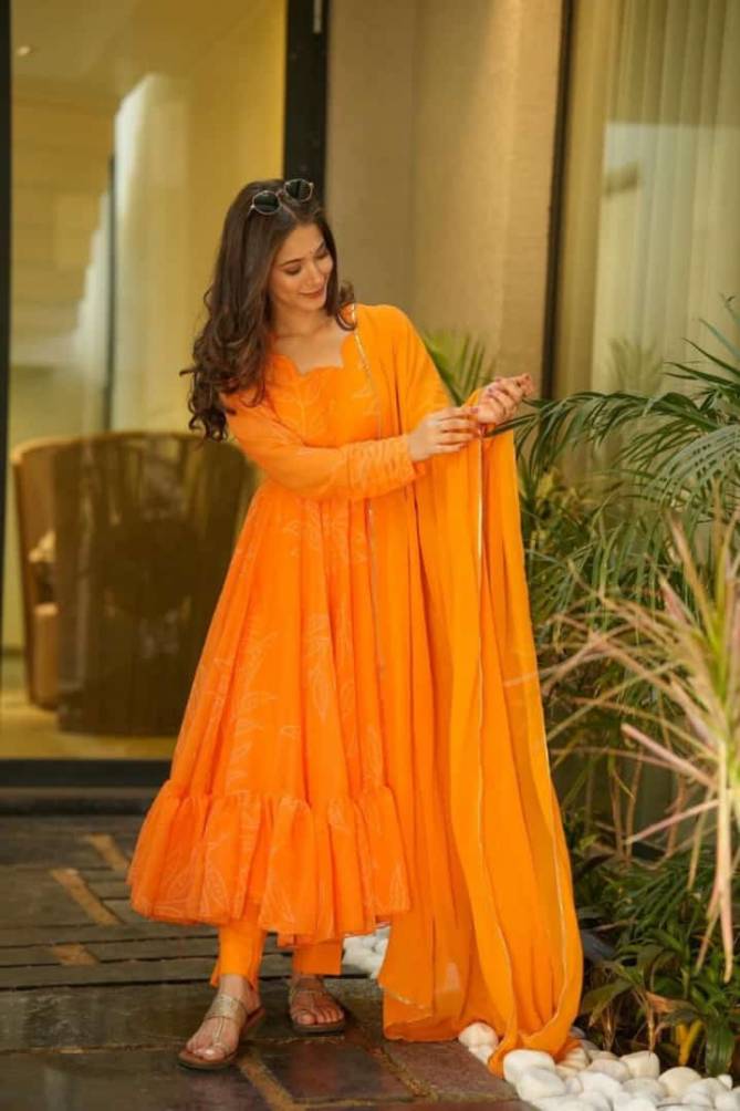 Marigold Gown Anarkali Readymade Suits Catalog